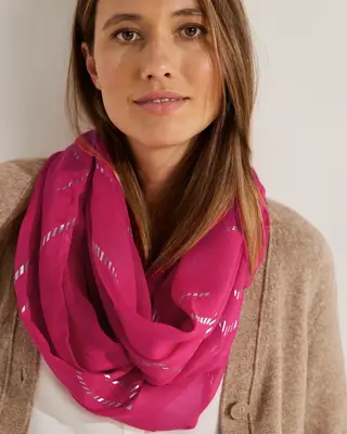 Cecil Foilprint Scarf - Cosy Coral