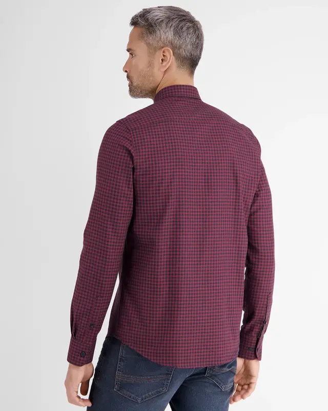 Lerros Button-Under Overhemd met Dobby Structuur - Ruby Red