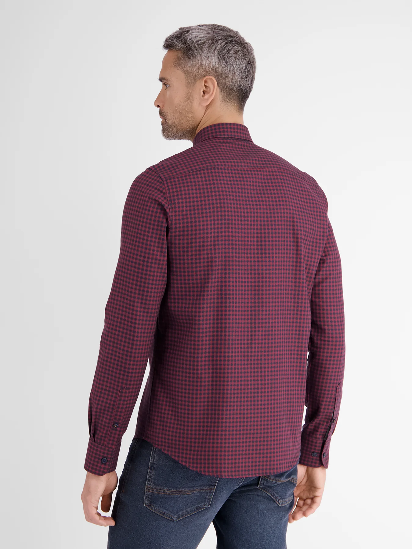 Lerros Button-Under Hemd mit Dobbystruktur- Ruby Red