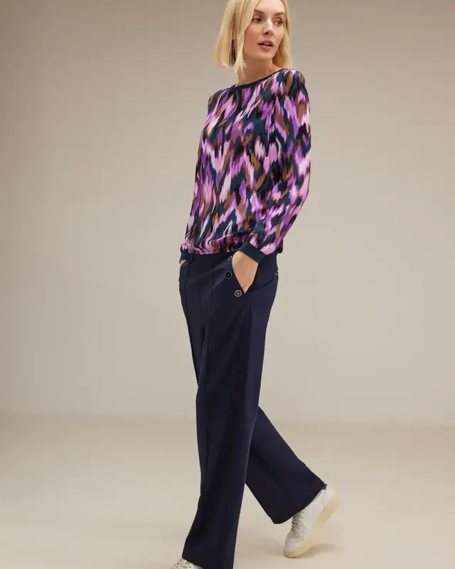 Street One Print Shirt im Materialmix - Deep Pure Lilac