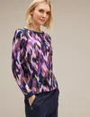 Street One Print Shirt im Materialmix - Deep Pure Lilac