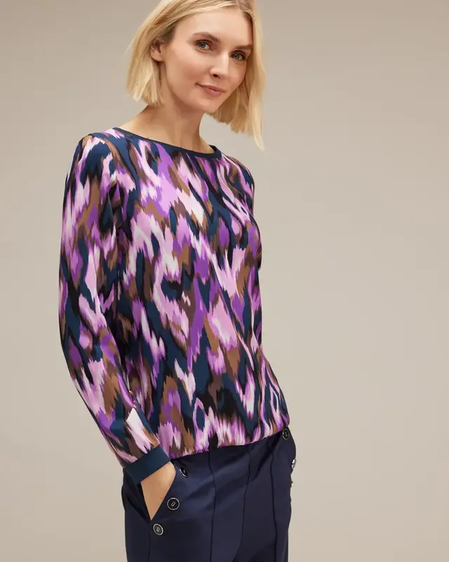 Street One Print Shirt in Materialmix - Deep Pure Lilac