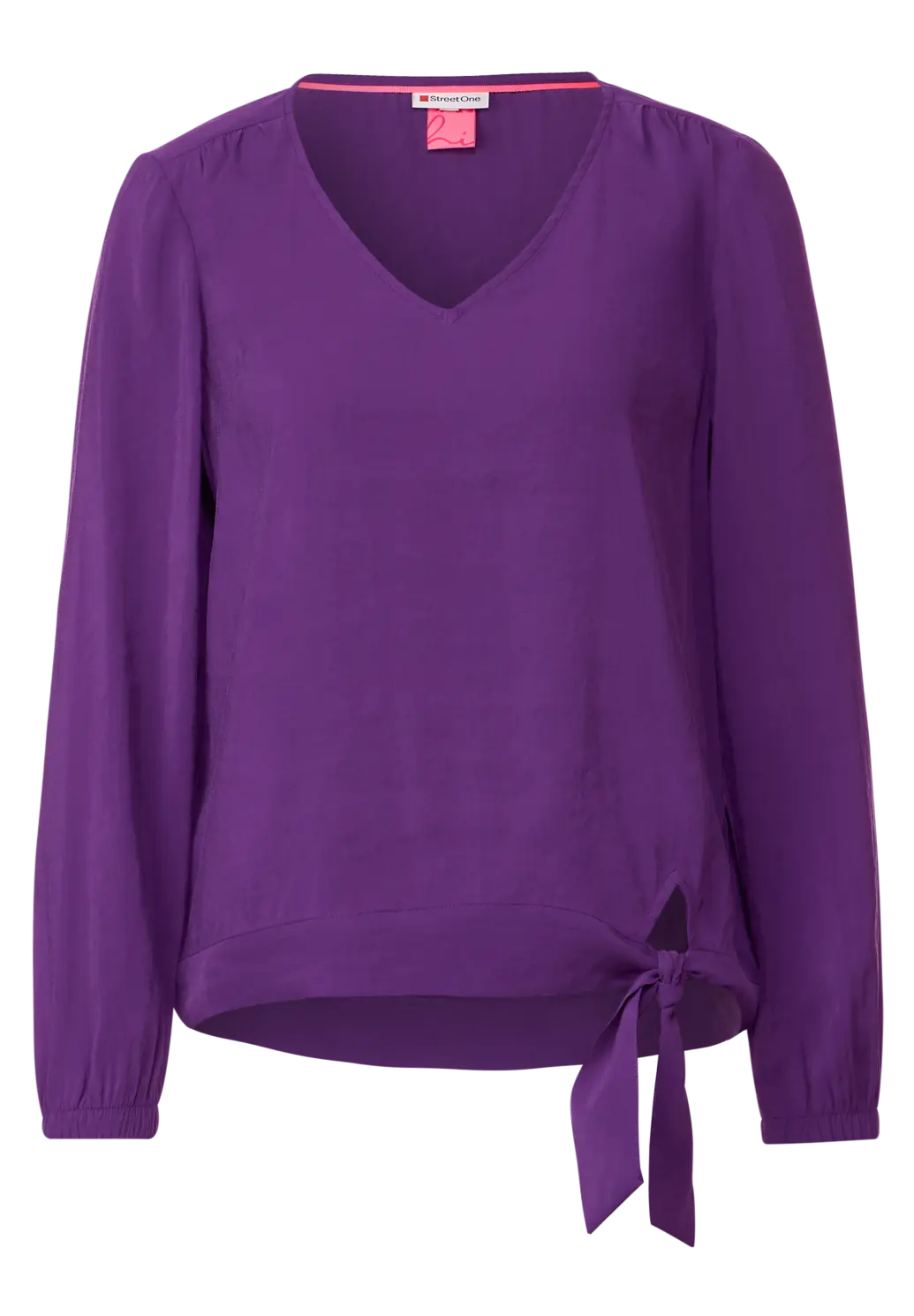 Street One Bluse | mit Knotendetail - Blues Cotton - Pure Lilac Deep