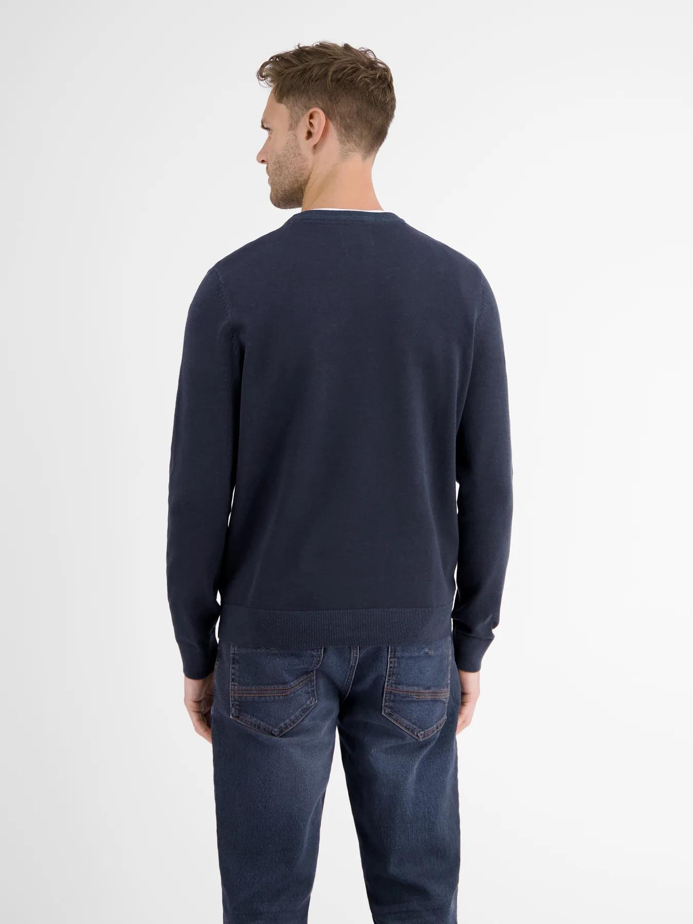 / Classic Blues Sweater with | Blue - Stripes - LERROS Navy Cotton