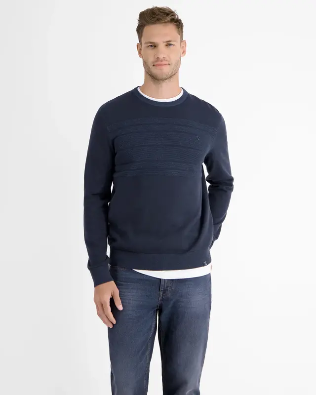 Lerros Sweater with Stripes - Classic Navy