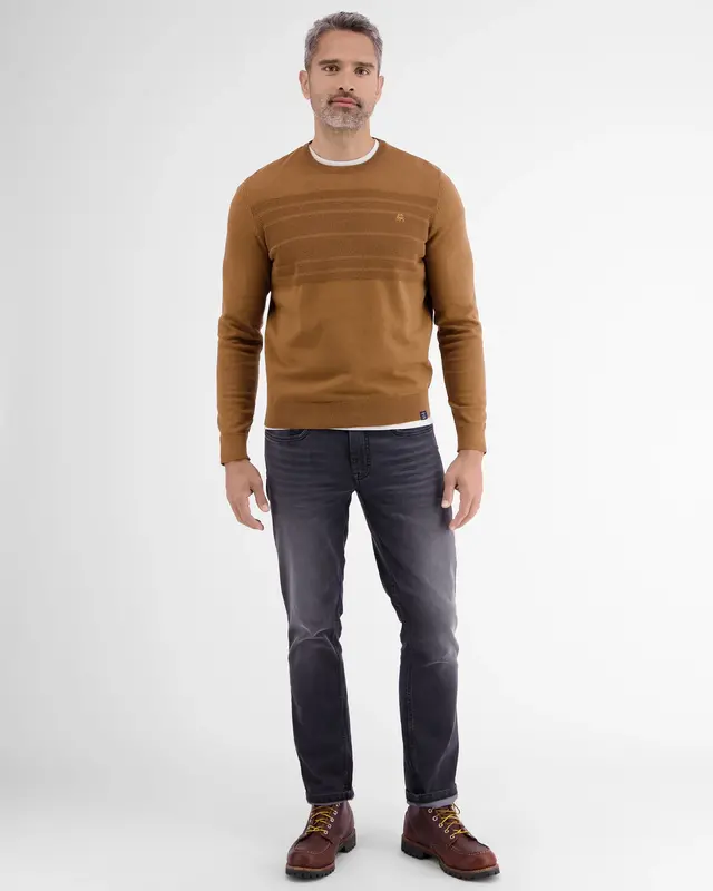 Lerros Sweater with Stripes - Hazel Brown