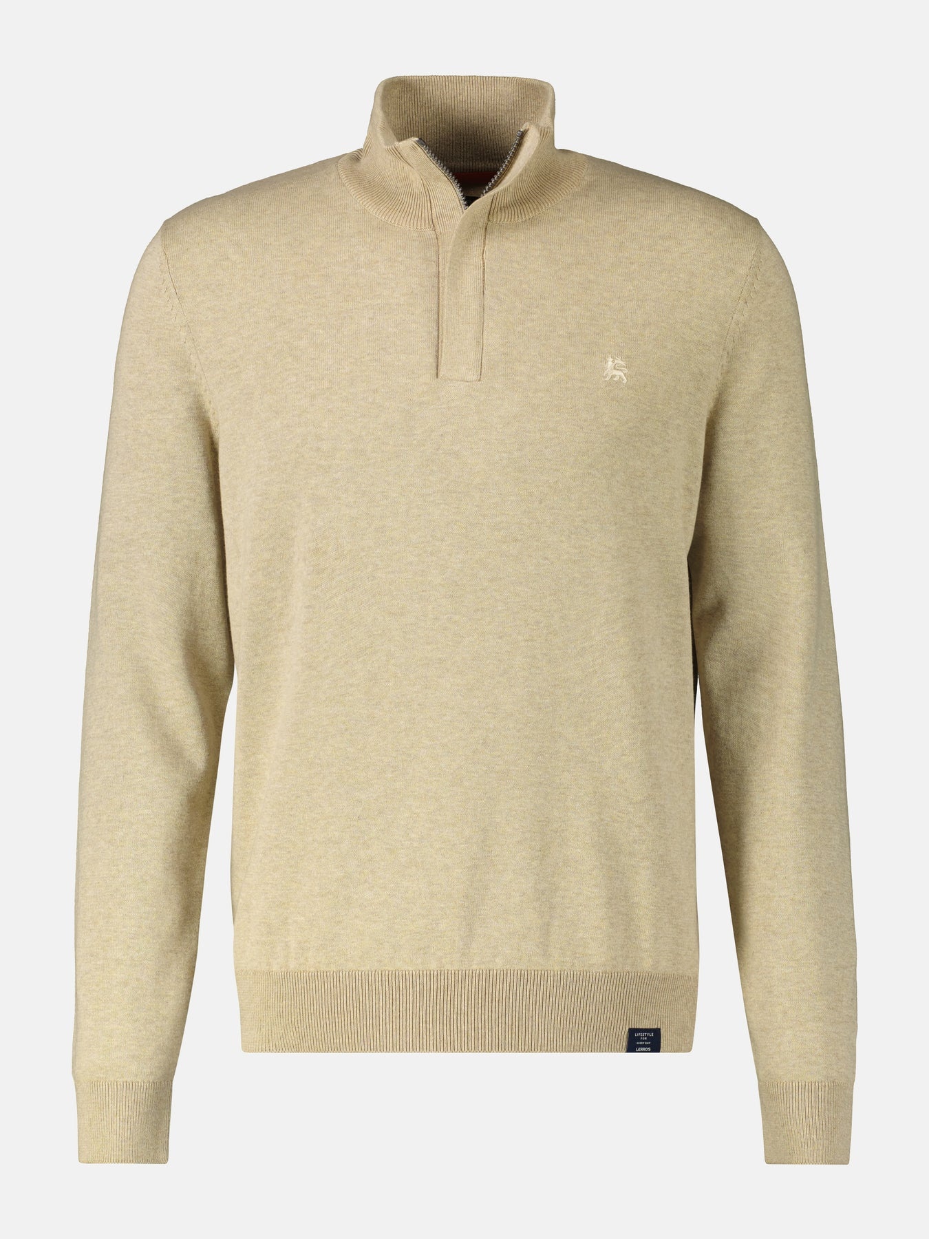 Lerros Knit Jumper in Troyer Design - Tender Beige Melange