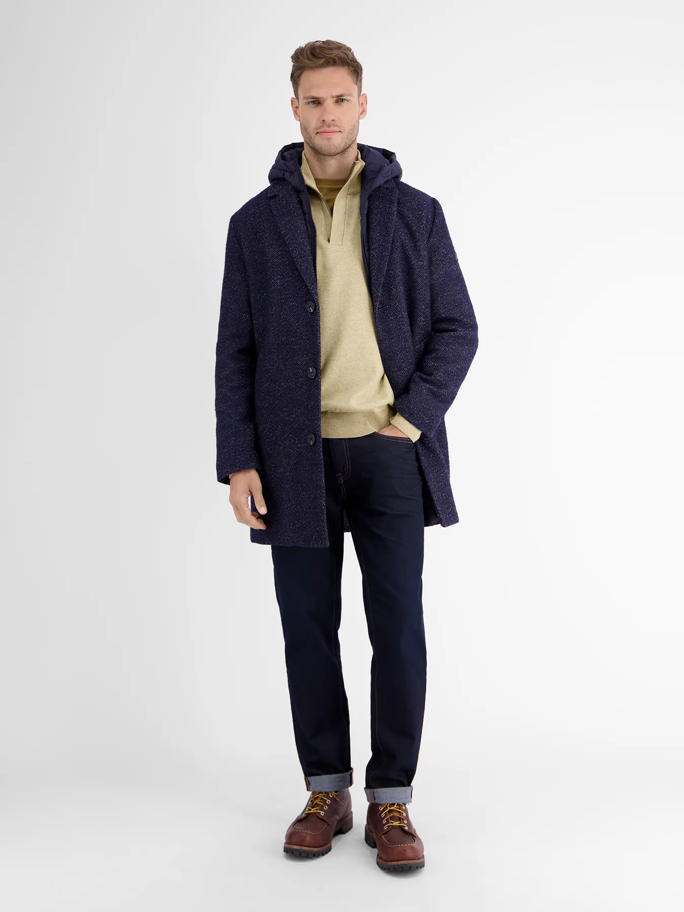 Lerros Knit Jumper in Troyer Design - Tender Beige Melange