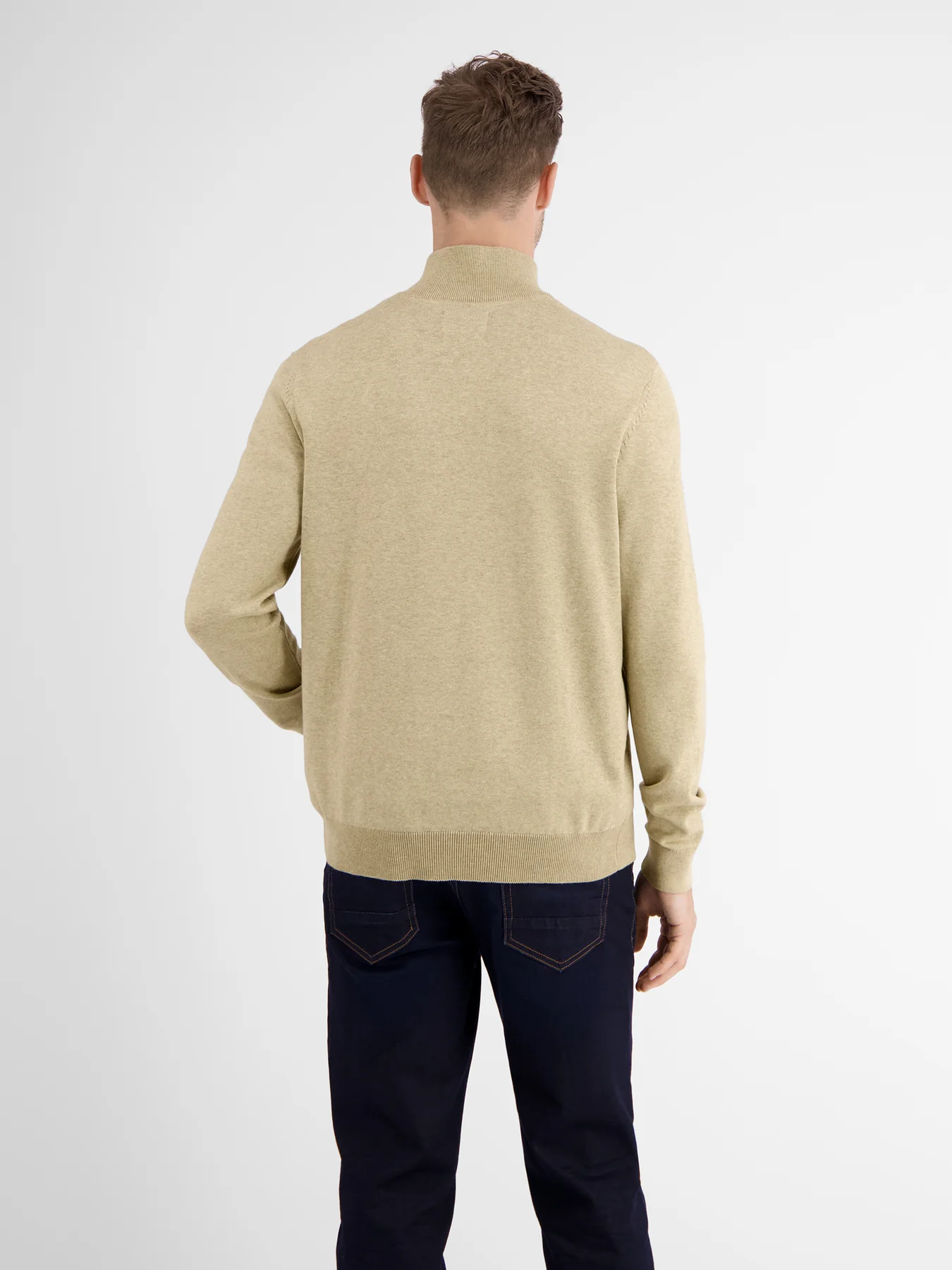 Lerros Knit Jumper in Troyer Design - Tender Beige Melange