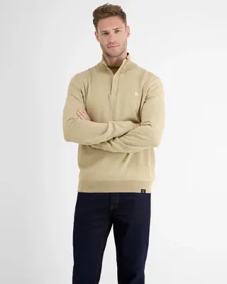 Lerros Strickpullover im Troyer Design - Tender Beige Melange