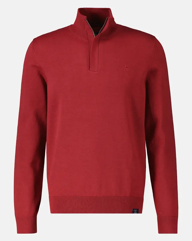 Lerros Strickpullover im Troyer Design - Ruby Red