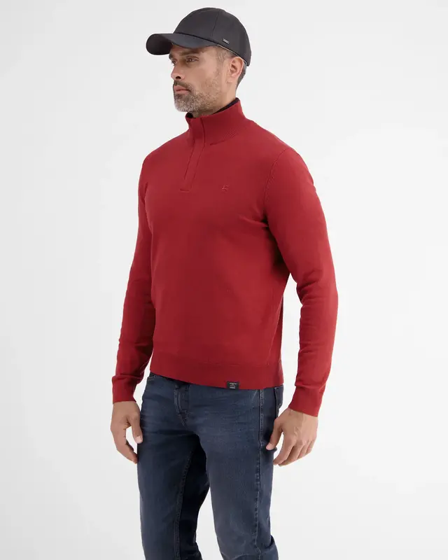 Lerros Knit Jumper in Troyer Design - Ruby Red