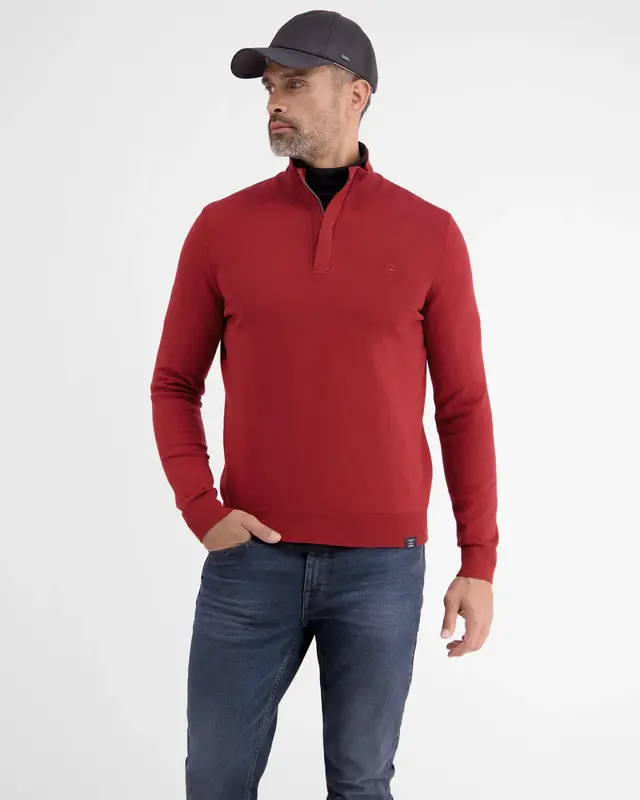Lerros Knit Jumper in Troyer Design - Ruby Red