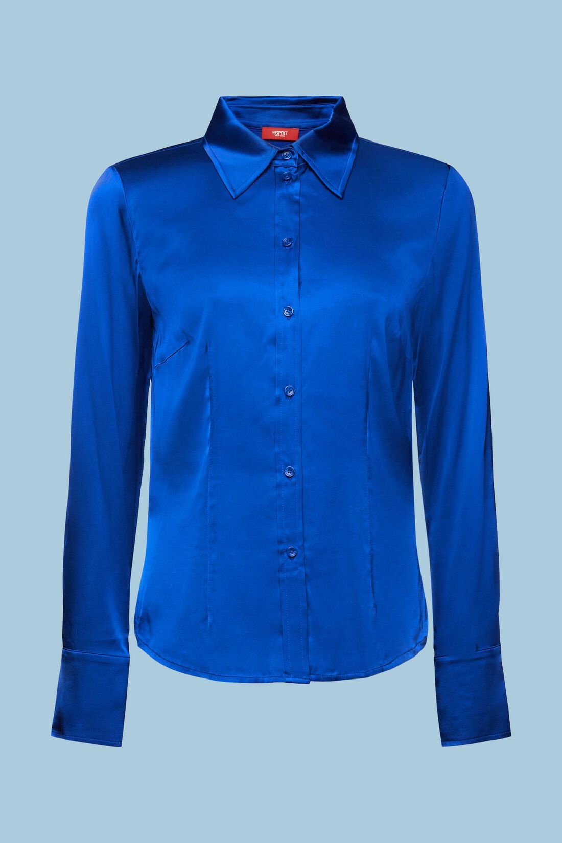 ESPRIT Satin-Optik Bluse Cotton / - | Blue Blau - Blues Bright