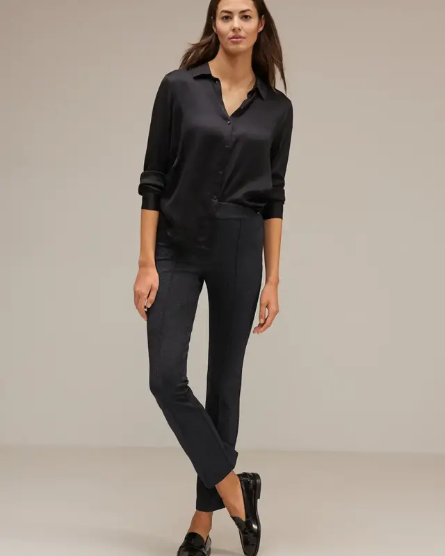 Street One Skinny Fit Bootcut Pants with Glitter Hope - Black