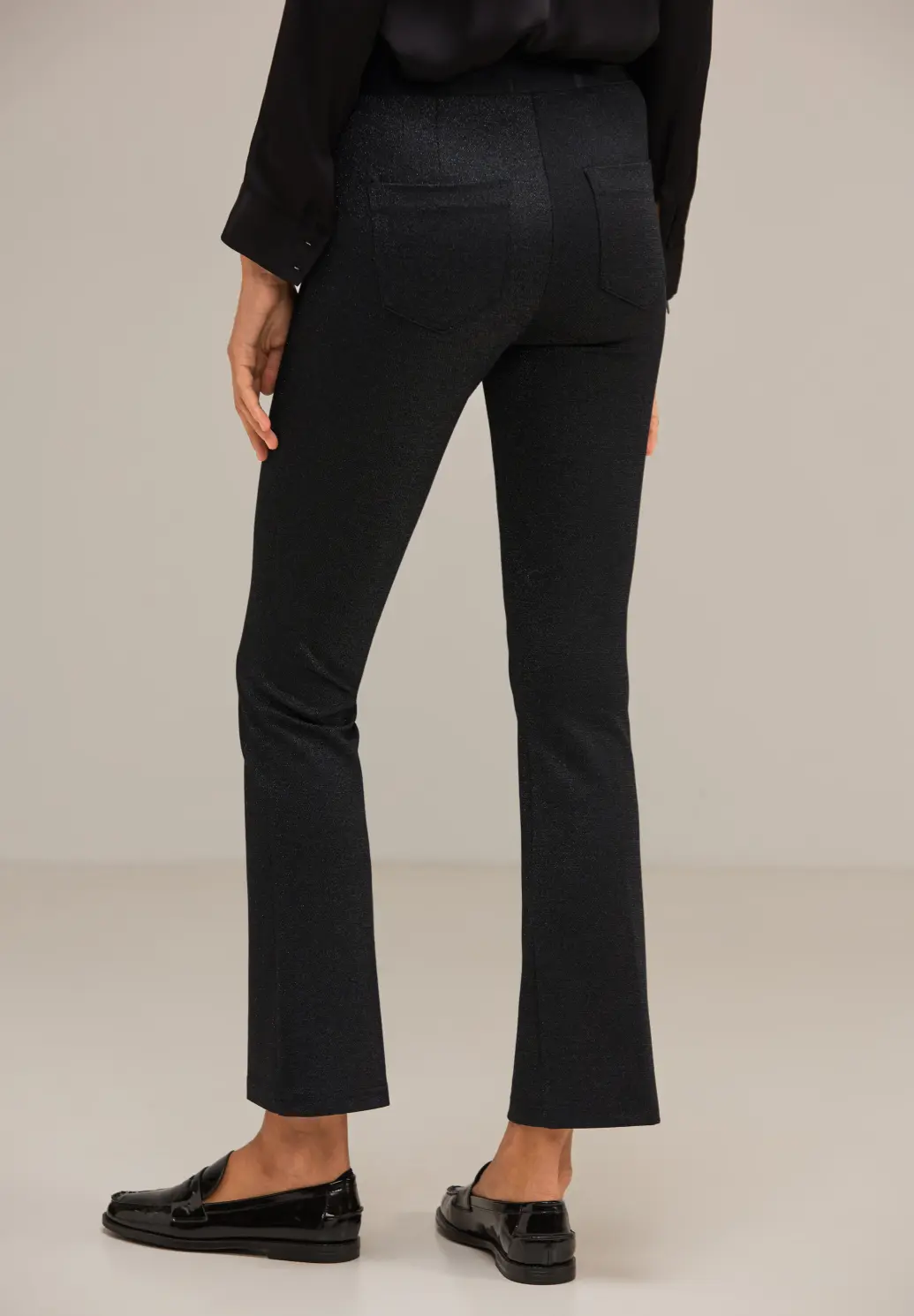 Skinny Fit Bootcut Pants with Glitter Hope Black
