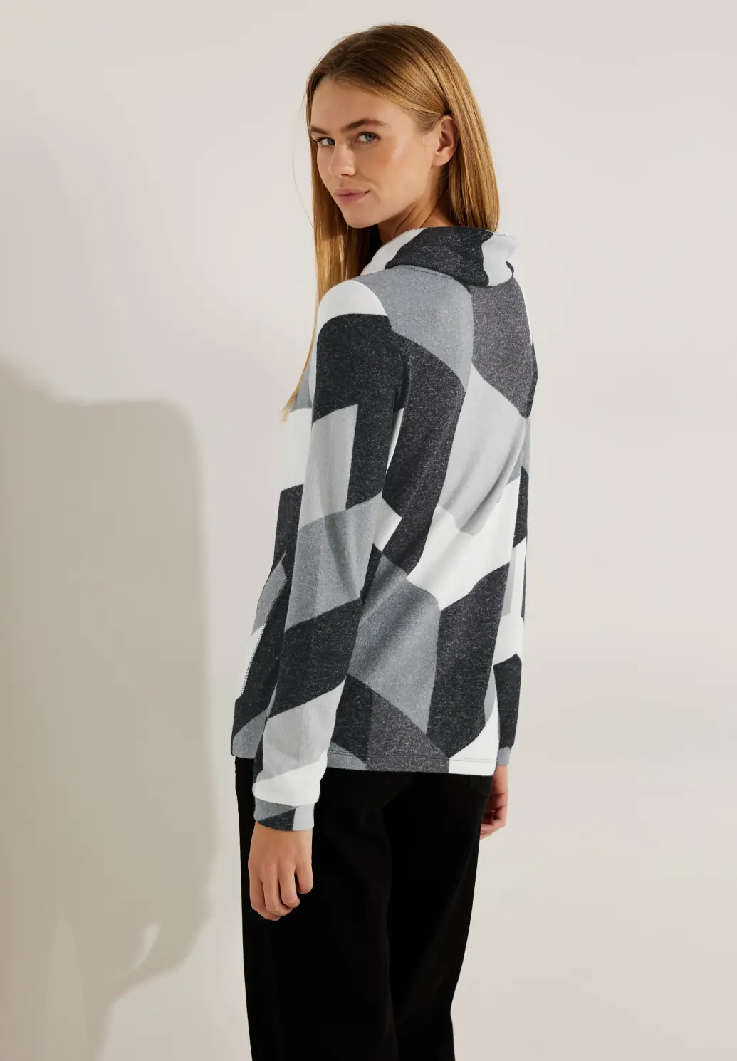 Cecil Cosy Shirt with Print - Black Melange