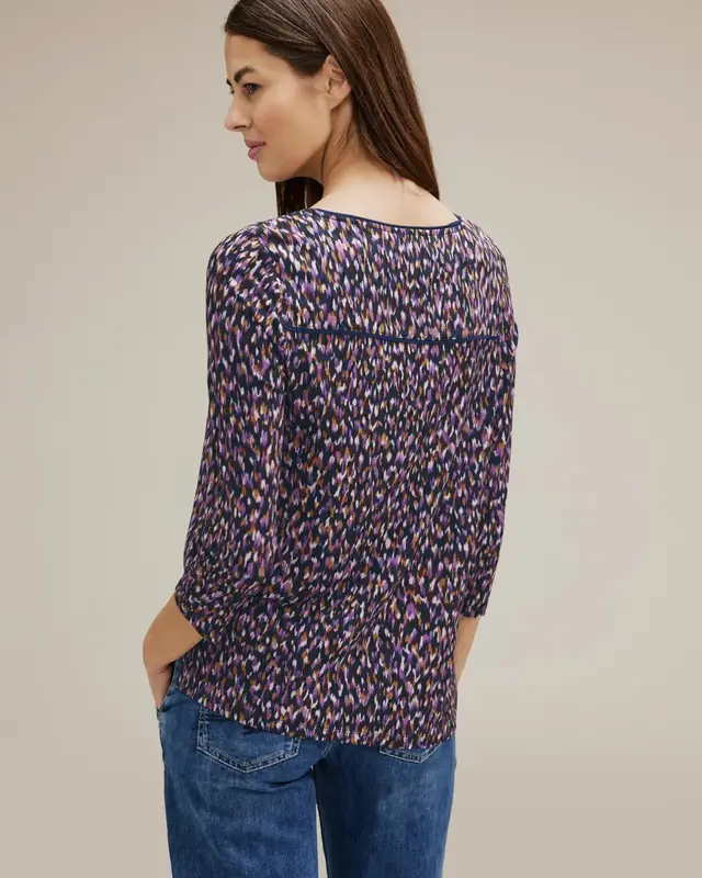 Street One Shirt with Minimal Print Evi - Atlantic Blue