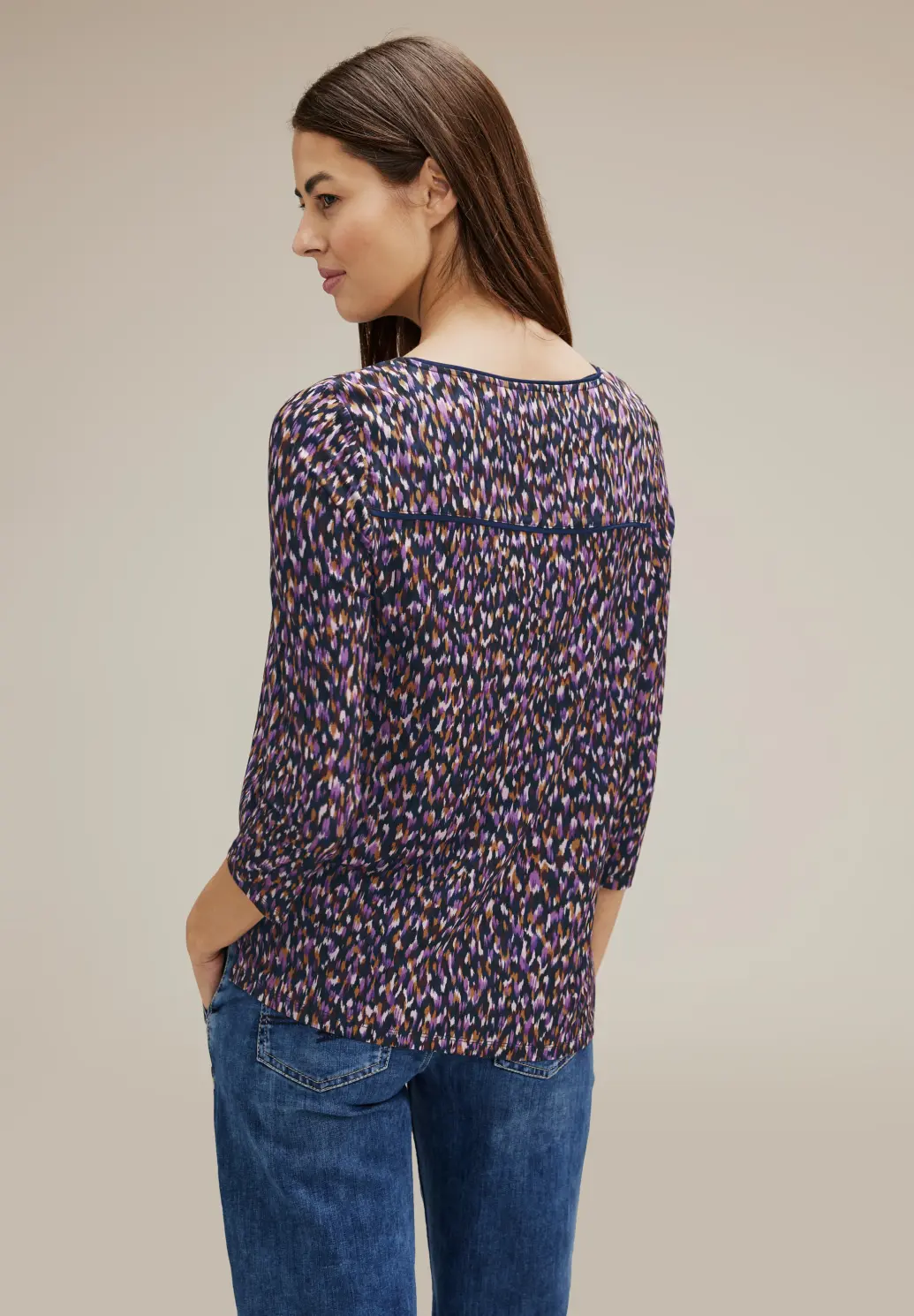 Street One Shirt with Minimal Print Evi - Atlantic Blue