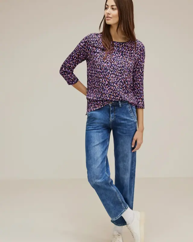 Street One Shirt with Minimal Print Evi - Atlantic Blue