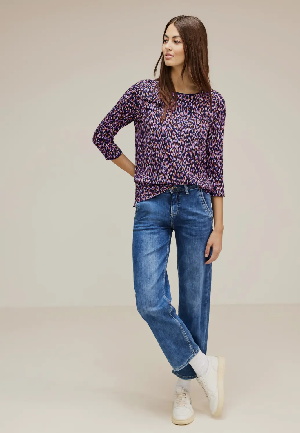 Street One Shirt with Minimal Print Evi - Atlantic Blue