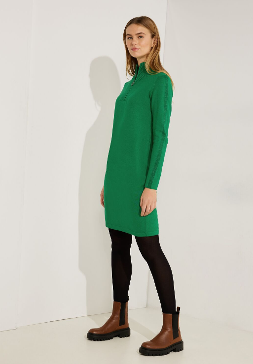 Cecil Cosy Troyer Dress - Easy Green