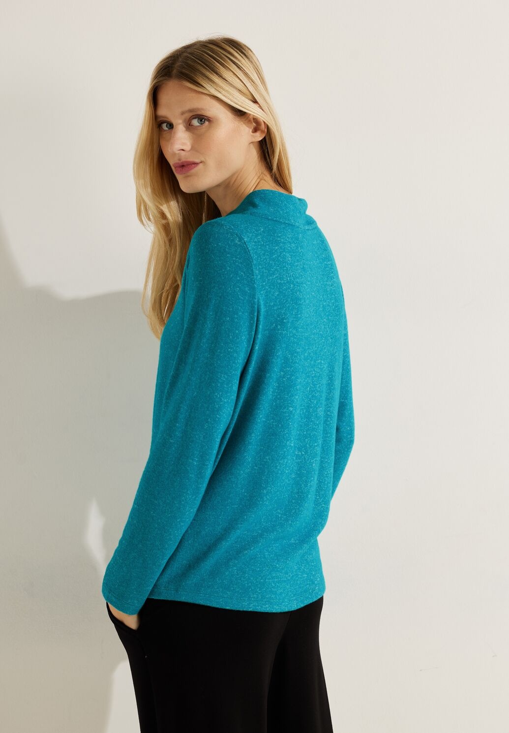 CECIL Cosy Tunnelzug Shirt Melange - - Frosted Aqua Blues Blue | Cotton