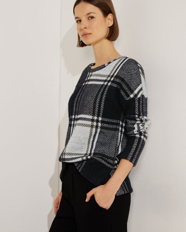 Cecil Checkered Jacquard Shirt - Black