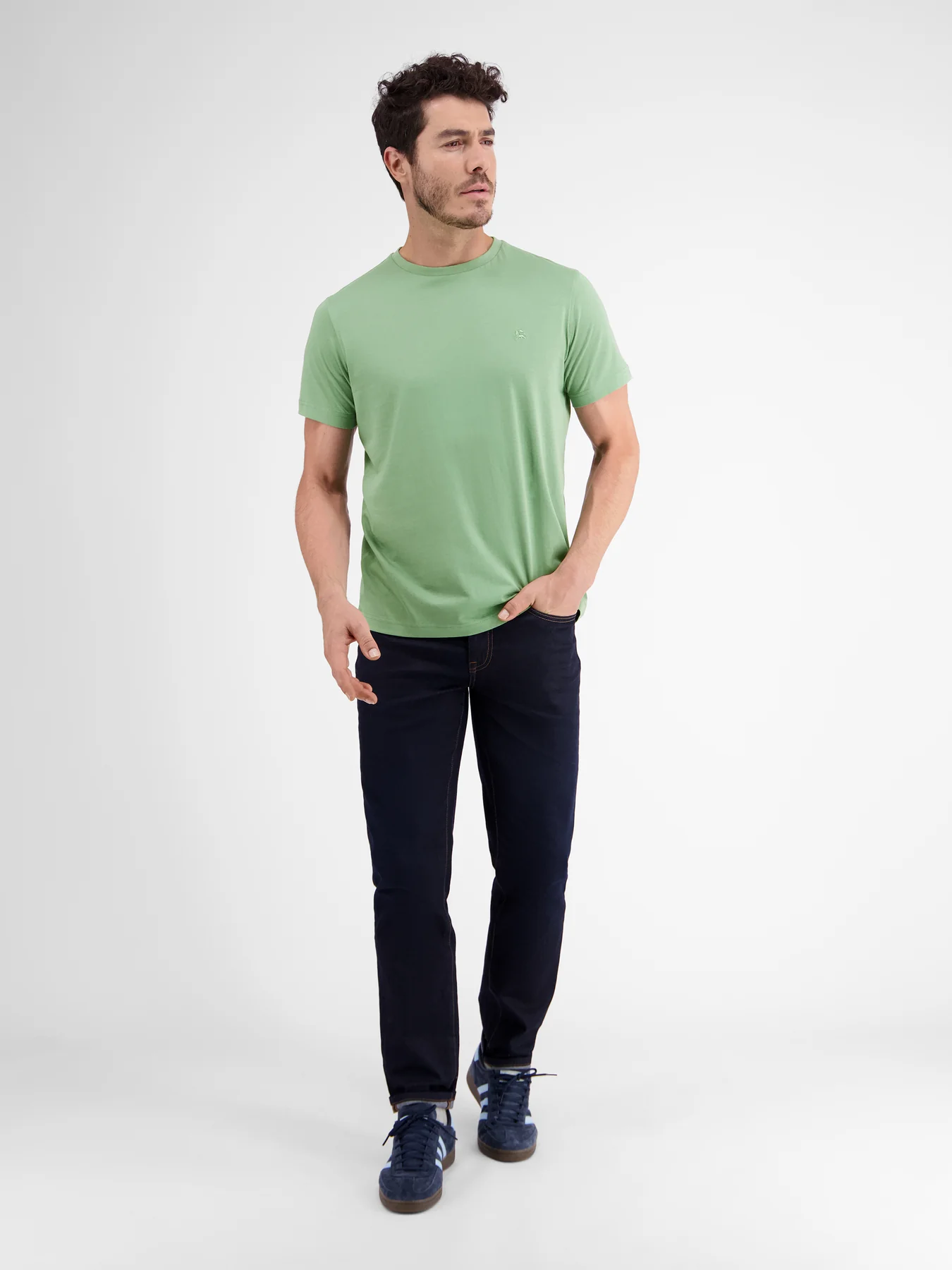 Lerros T-Shirt with Round Neckline - Sage Green