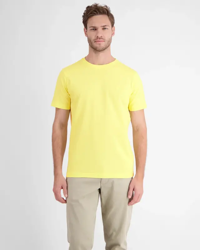 Lerros Basic T-Shirt met Ronde Hals - Pure Lemon