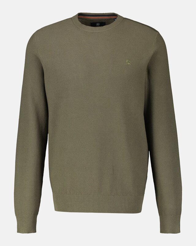 Lerros Gebreide Trui met Ronde Hals - Aged Olive