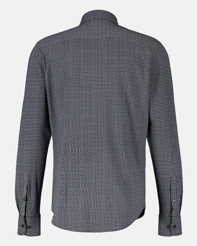 Lerros Jersey Langarm AOP Mini Print Hemd - Classic Navy