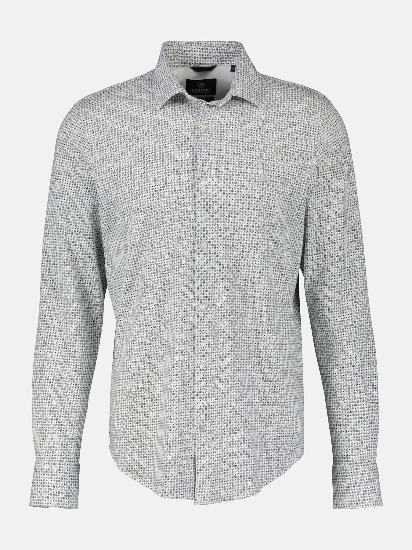 LERROS Jersey Longsleeve AOP Print Shirt - White | - Cotton Blues