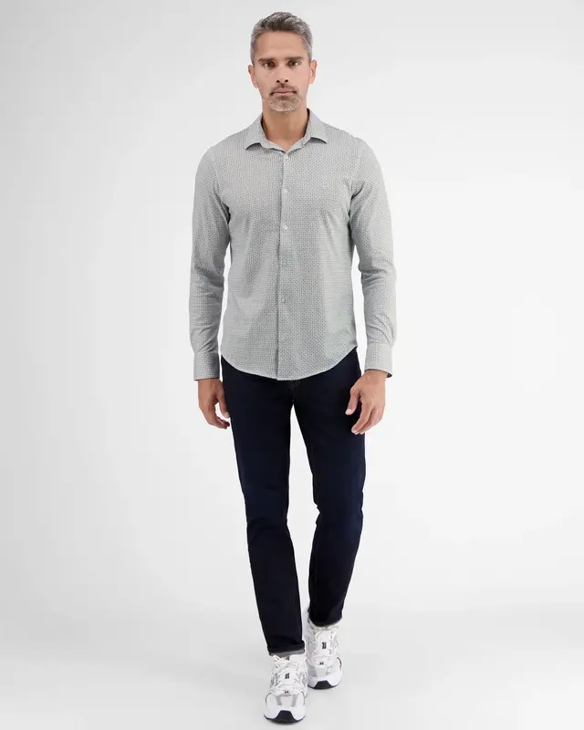 Lerros Jersey Langarm AOP Mini Print Hemd - White