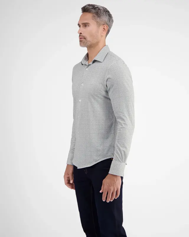 Lerros Jersey Langarm AOP Mini Print Hemd - White