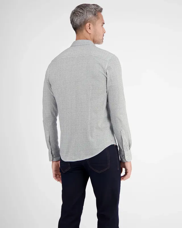 Lerros Jersey Langarm AOP Mini Print Hemd - White