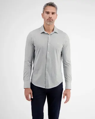 LERROS Jersey Longsleeve AOP Print Shirt - White | - Cotton Blues | Hemden