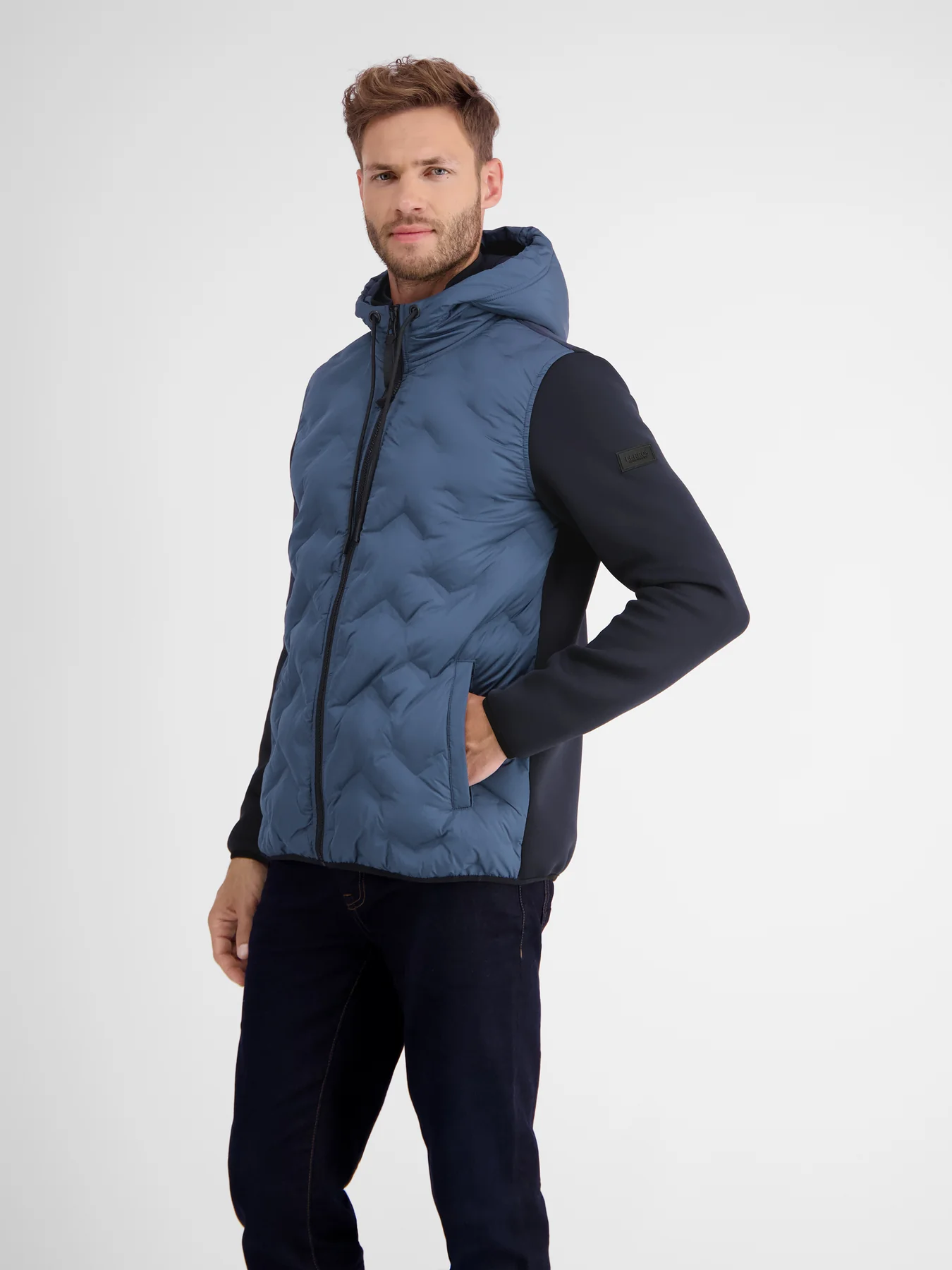 Lerros Sweatjack met Nylon Voorkant - Classic Navy