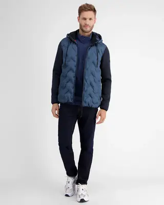 Lerros Sweatjack met Nylon Voorkant - Classic Navy