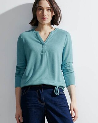 Cotton Shirt | Strong Melange Blues - Cosy - Petrol Blue CECIL