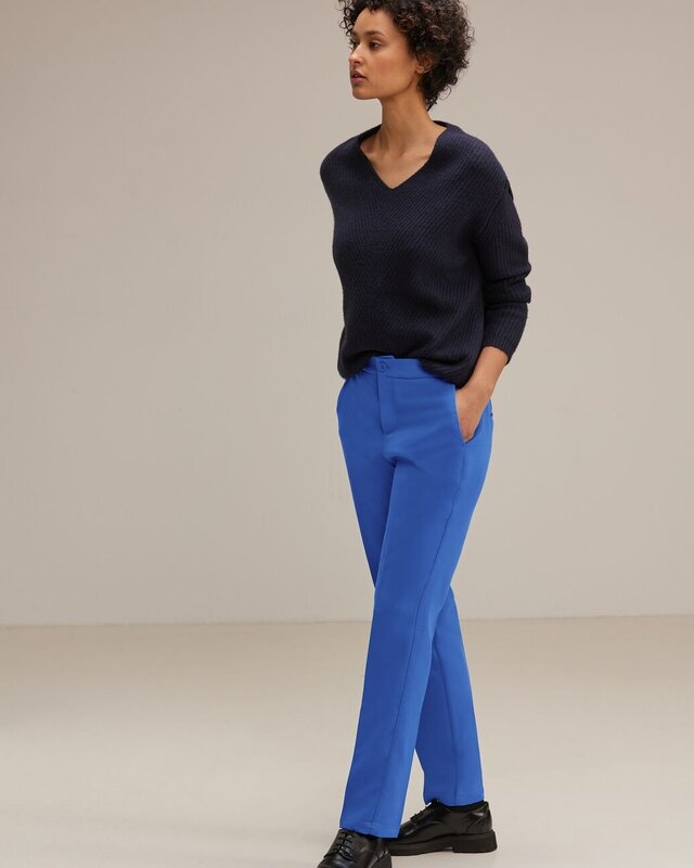 Street One Loose Fit Broek van Keperstof - Fresh Intense Gentle Blue