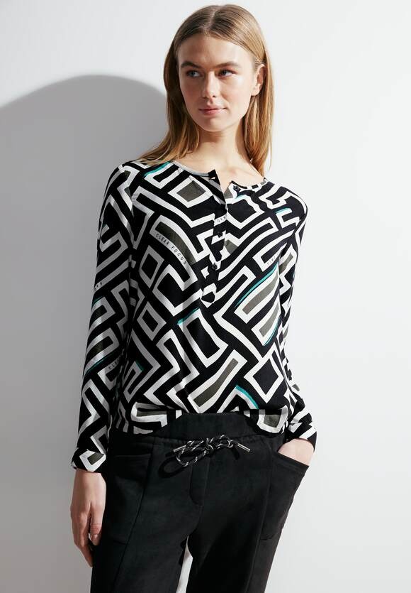 Cecil Blouse with Allover Print - Black