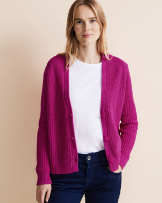 Cardigan Cotton Cozy Buttons One Pink - Street Blues Bright | - with