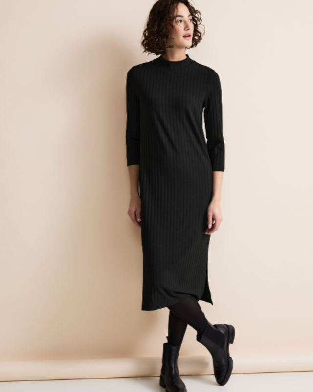 Street One - Strickkleid Blues / | Schwarz Black Cotton 