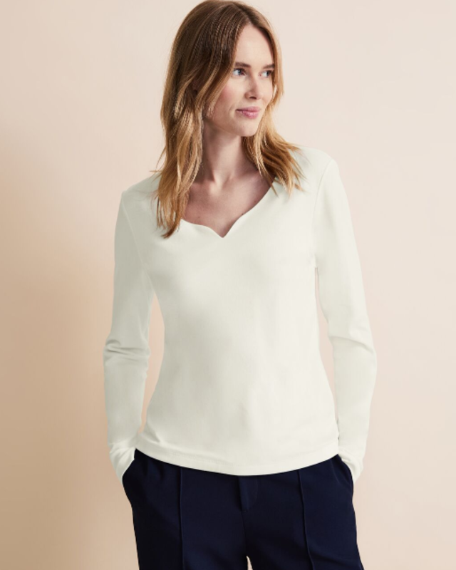 Street One | Shirt Cotton mit - Herzausschnitt White Off - Blues