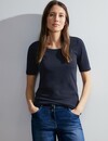 Cecil T-Shirt in Unifarbe Lena - Universal Blue