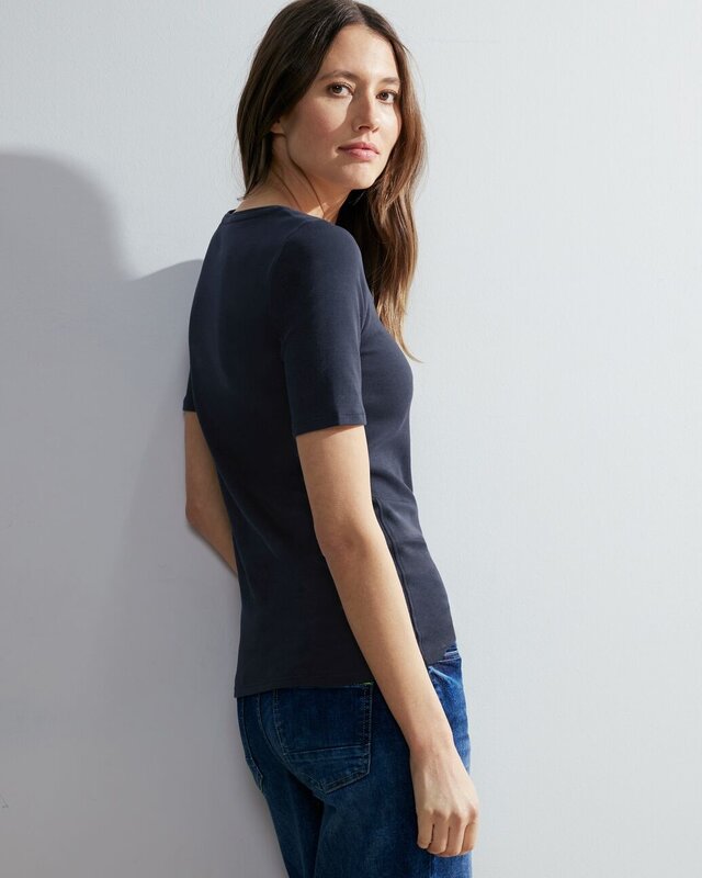 Cecil T-Shirt in Effen Kleur Lena - Universal Blue