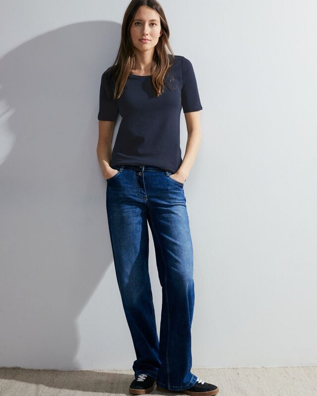 Cecil T-Shirt in Effen Kleur Lena - Universal Blue