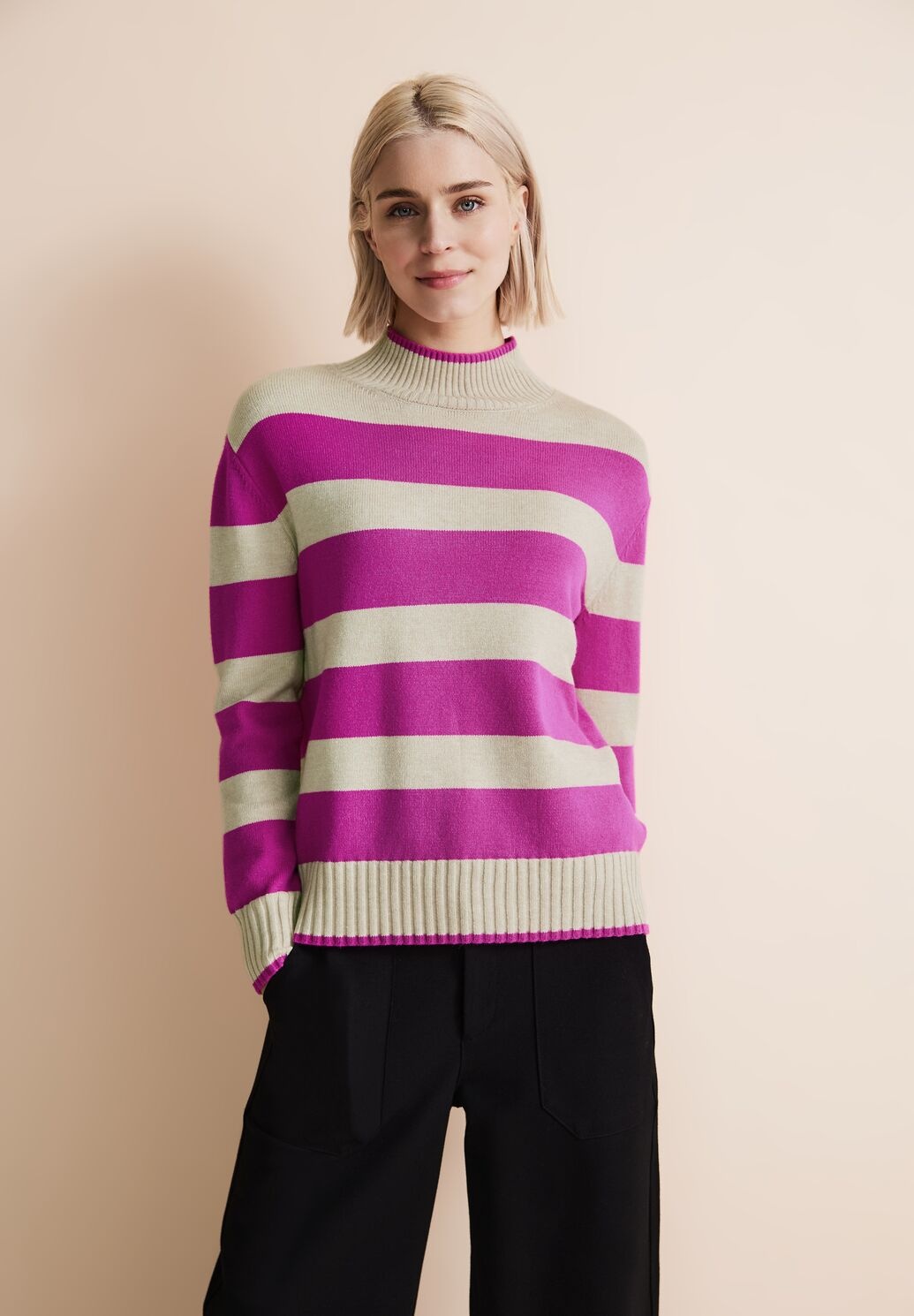Street One Striped Jumper - Purple Cozy Pink