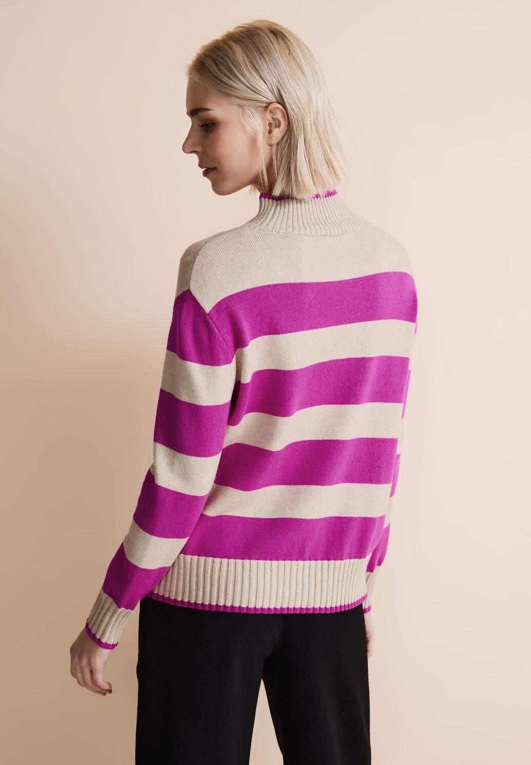 Street One Striped Jumper - Purple Cozy Pink